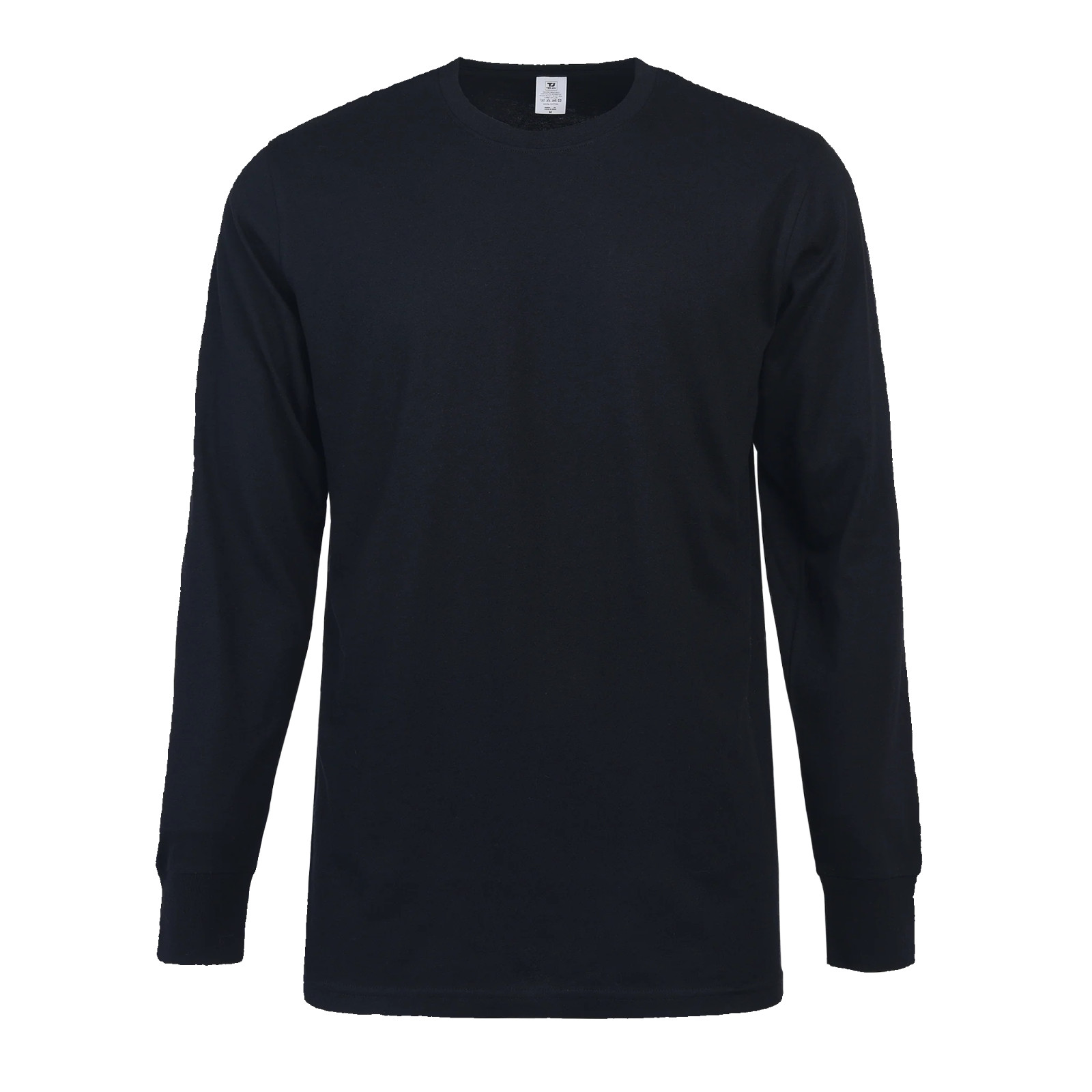Cotton T-Shirt Crew Neck Men&rsquo;s Long Sleeves Classic Ribbed Cuff and Neck Solid