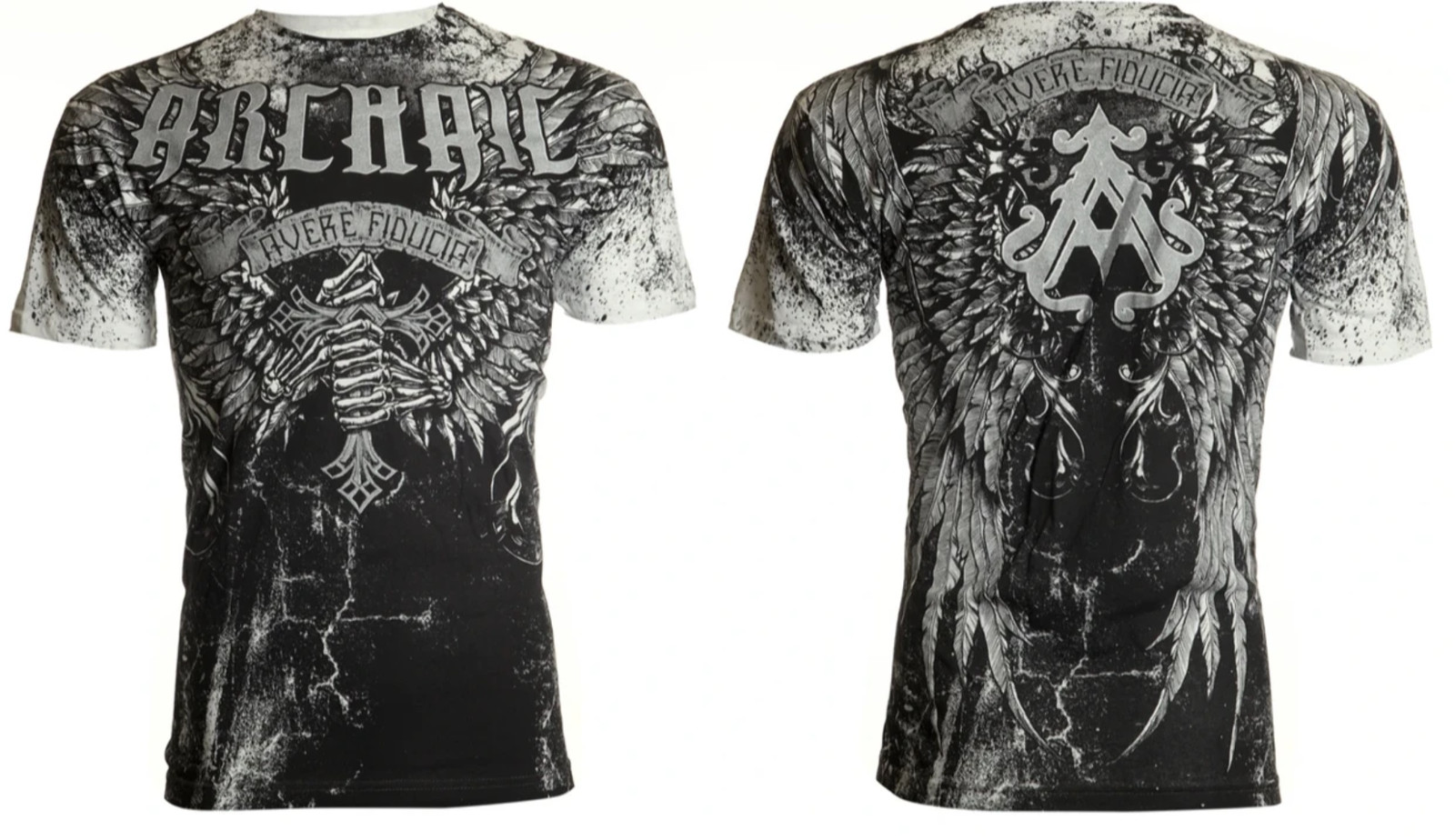Archaic By Affliction Men&rsquo;s T-Shirt HOLYMAN Black Cross Skull Biker M-3XL
