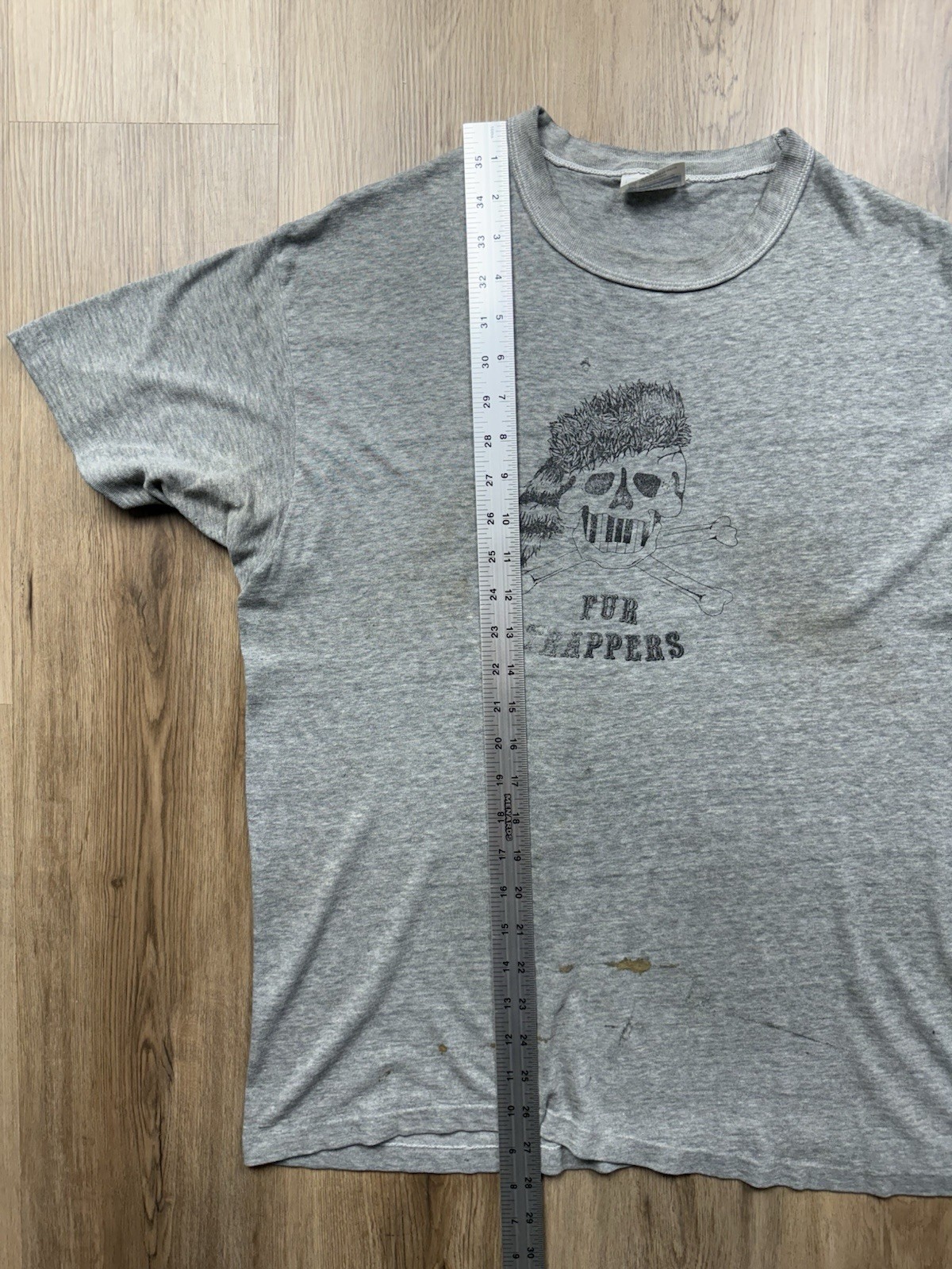 80’s VINTAGE Fur Trappers Jam Band Grey T-Shrit Size XL 5050 Skull Jolly Roger’s