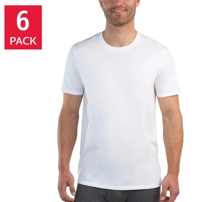 Kirkland Signature Men&rsquo;s Midweight Crew Tee, 6-pack S, M, L, XL, 2XL & 3XL