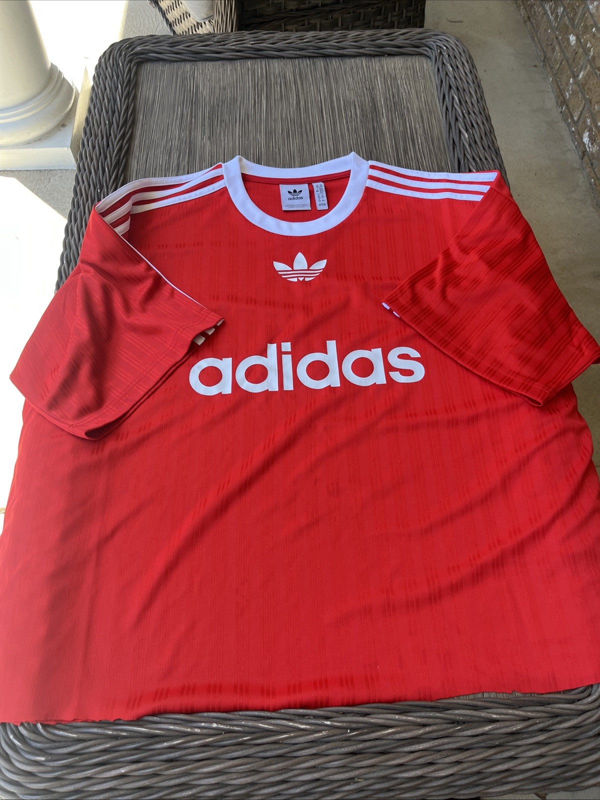 Adidas Original Trefoil Adicolor PolyTee Shirt Men Size L IM9458 Red Scarlet