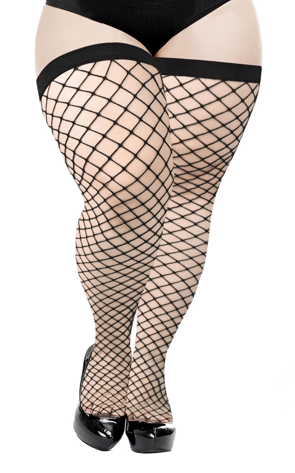 Moon Wood Plus Size Fishnet Stockings Thigh High Stockings for Women Stay up …