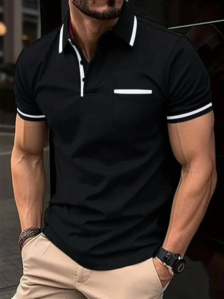 Camiseta Con Cuello Levantado Cremallera Para Hombre Camisa De Manga Corta Men