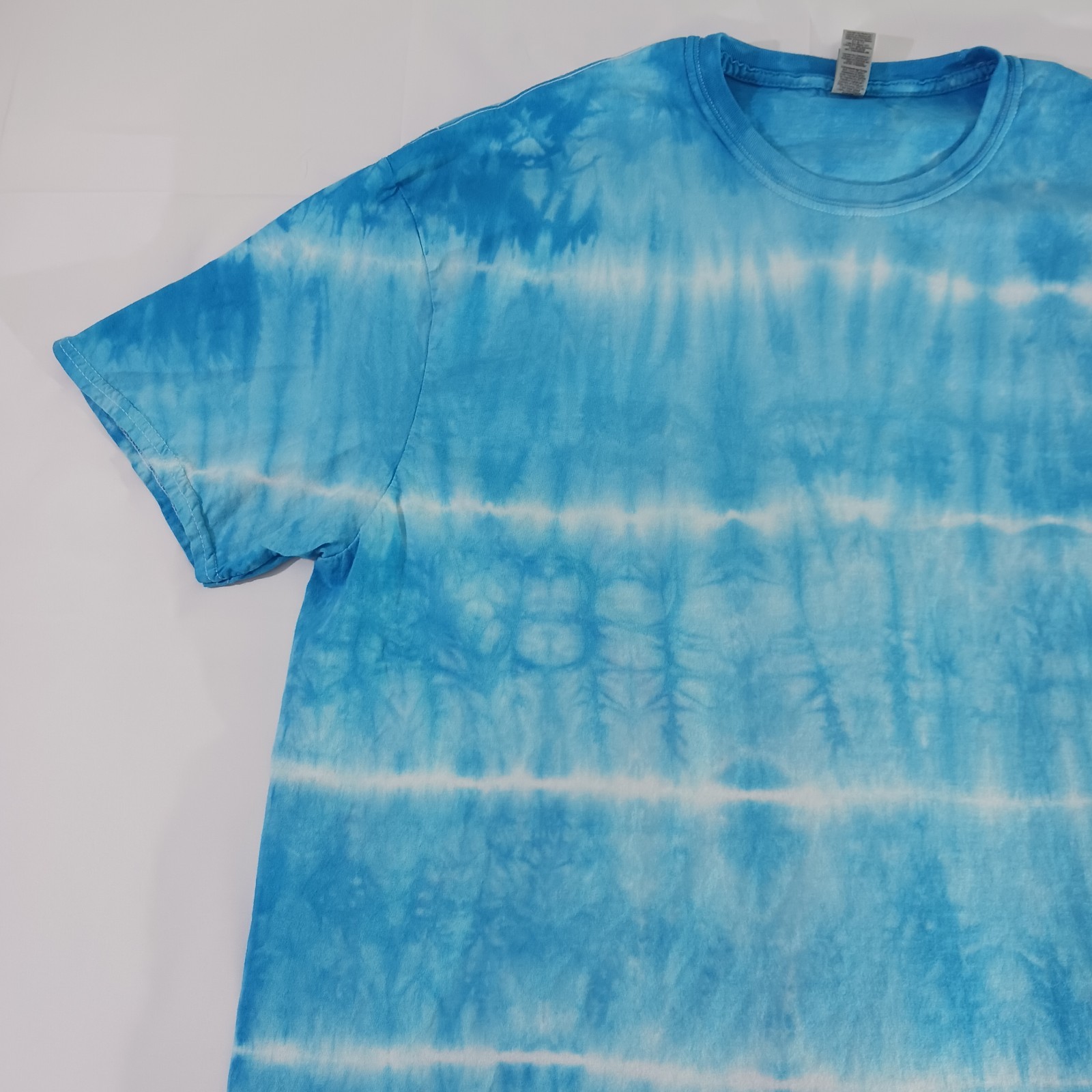 Gildan Tie Dye T Shirt Mens 3XL Blue White Striped Cotton Softstyle NWOT