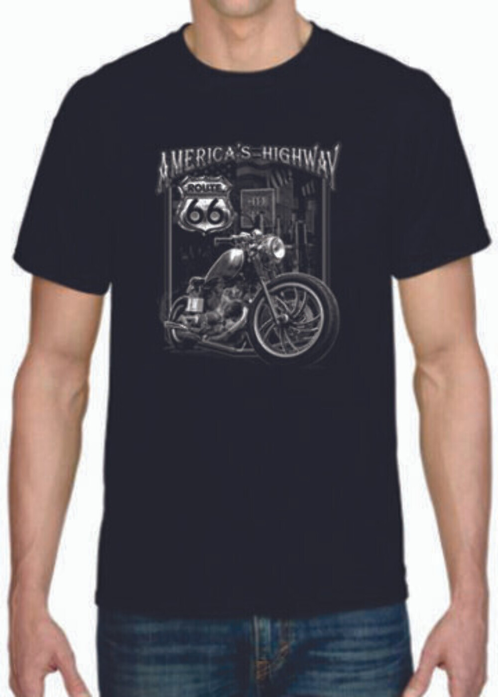 Adult DryBlend® T-Shirt – ( AMERICAS HWY ROUTE 66 – BIKER / CHOPPER)