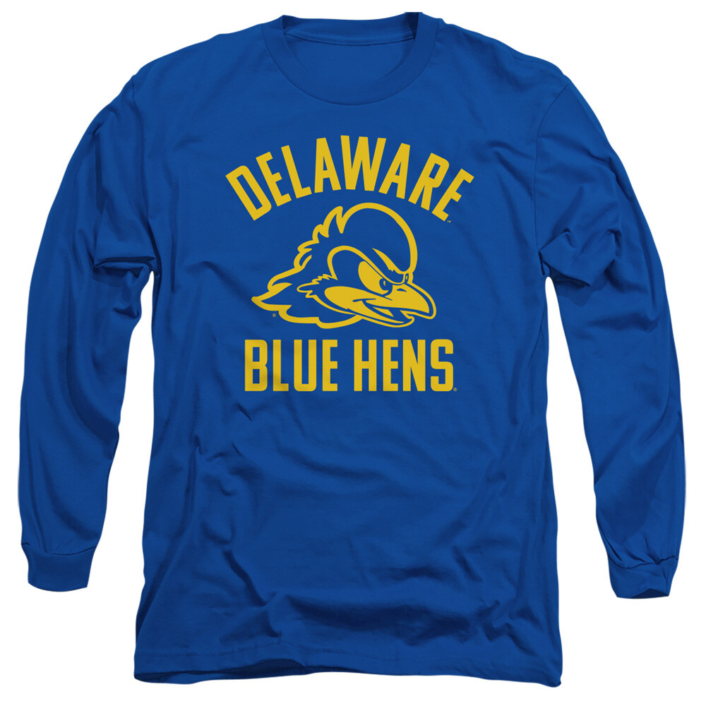 Delaware Adult Long Sleeve T-Shirt One Color Logo, Royal Blue, S-3XL