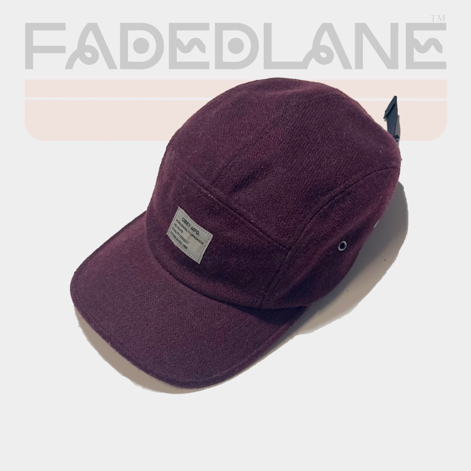Obey Maroon Wool Blend 5 Panel Cap, One Size Fits All