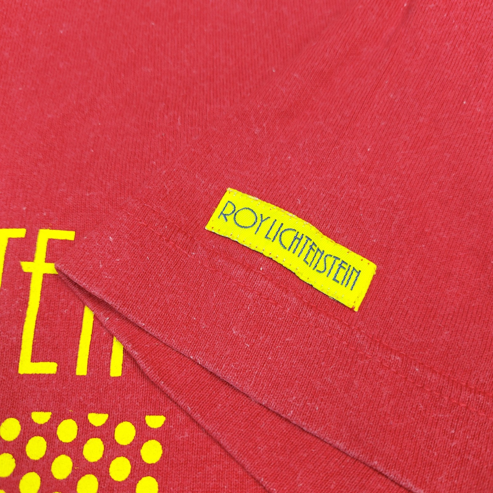 Vintage Y2K Roy Lichtenstein Airplane Pop Art Uniqlo Double-Sided Red T-Shirt L