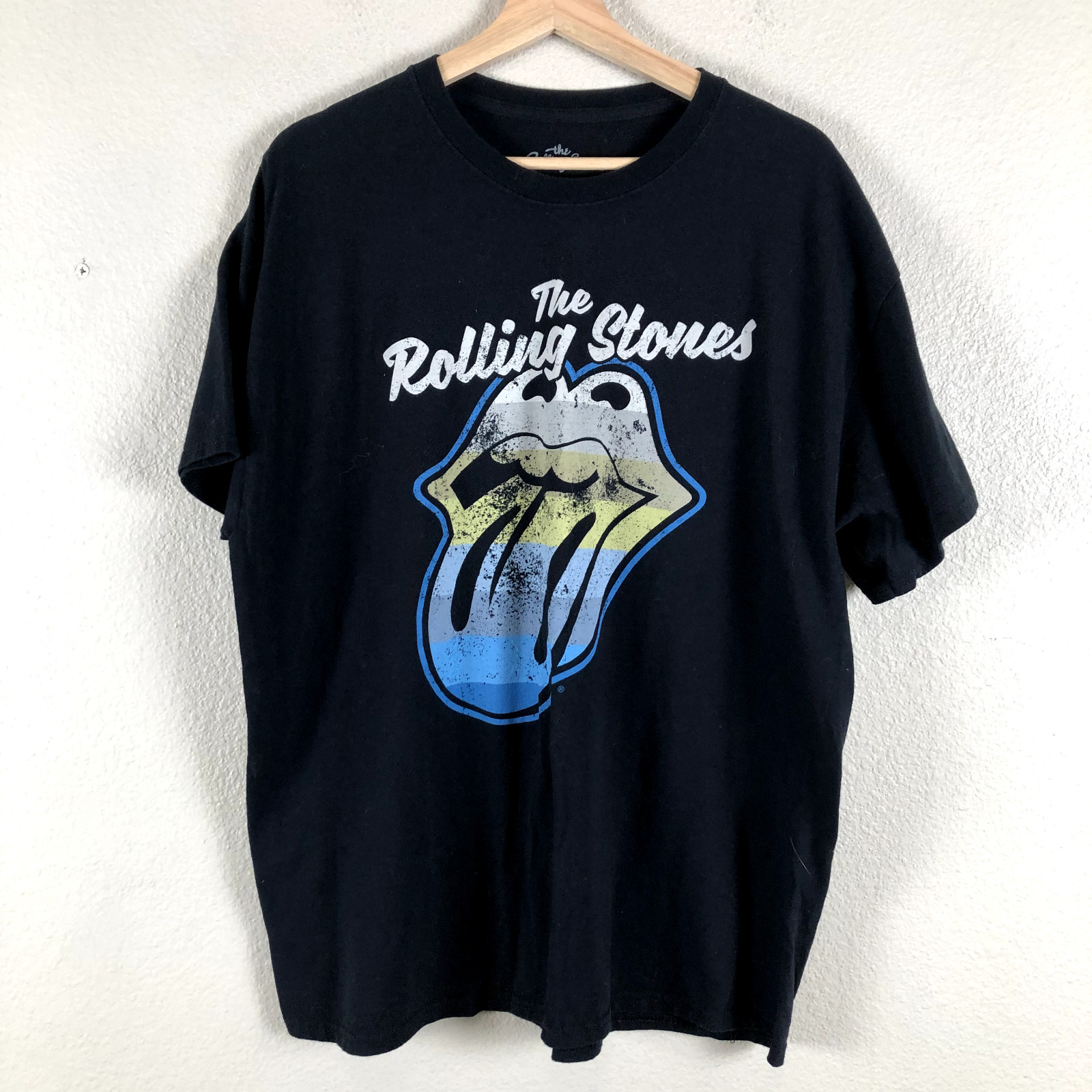 The Rolling Stones Shirt Adults Large Black Graphic Band Rock Pullover Tee Mens