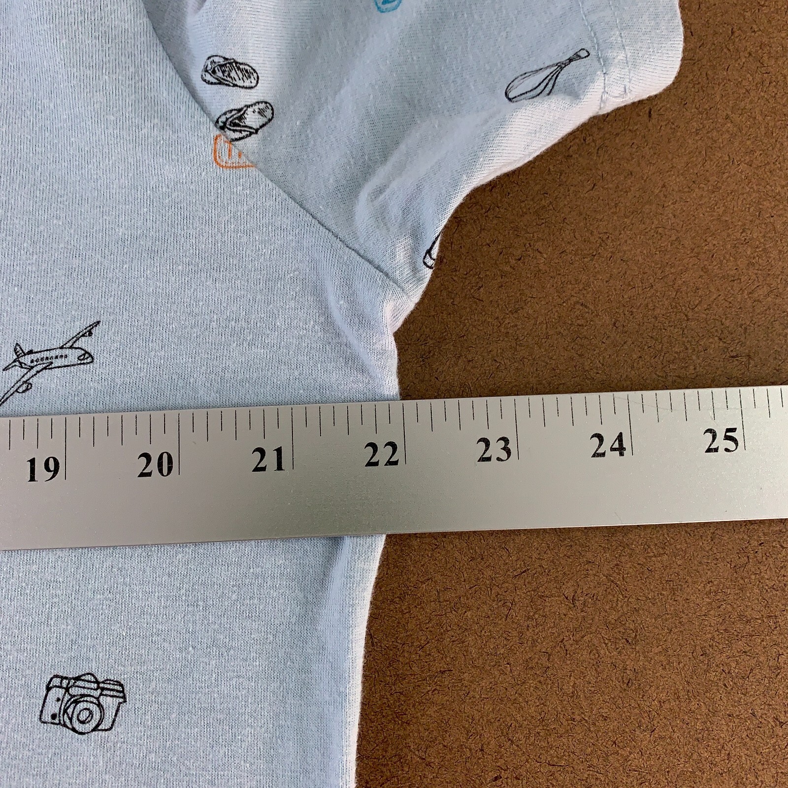 Steel & Jelly Mens XL Light Blue Travel Graphic Short Sleeve Crew Neck Tee *Flaw