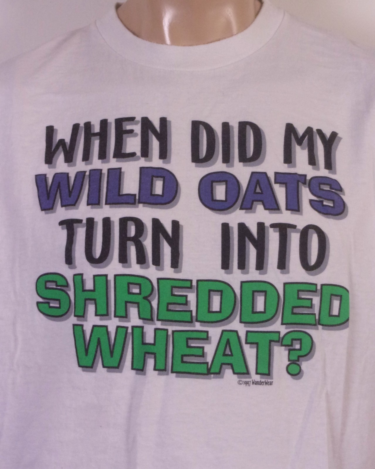 vintage 90s Wander Wear Wild Oats Turned into Shredded Wheat T-Shirt USA XL