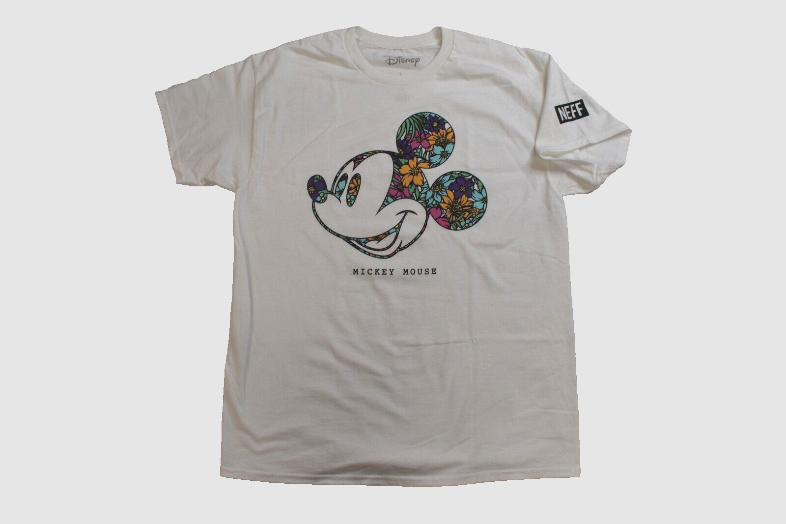Neff x Disney Mens Mickey Mouse Tropical Fill Outline White Shirt New S, L, XL