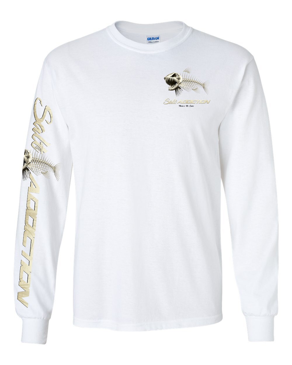 Salt Addiction Bonefish Flats Fishing Long Sleeve T Shirt Cotton Fish bones