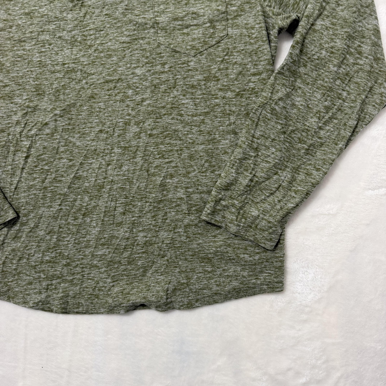 Tallwoods Henley Shirt Mens Large Green Long Sleeve Pocket Lightweight Tee