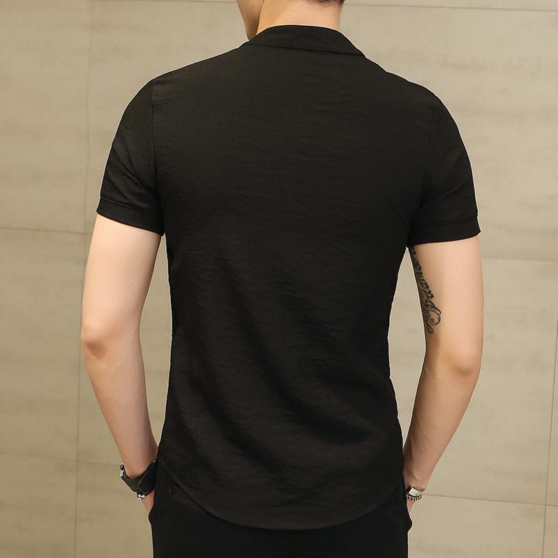 Men Casual Button-Down ShirtS Cotton Linen Martial Art Kung Fu Tai Chi T-shirt