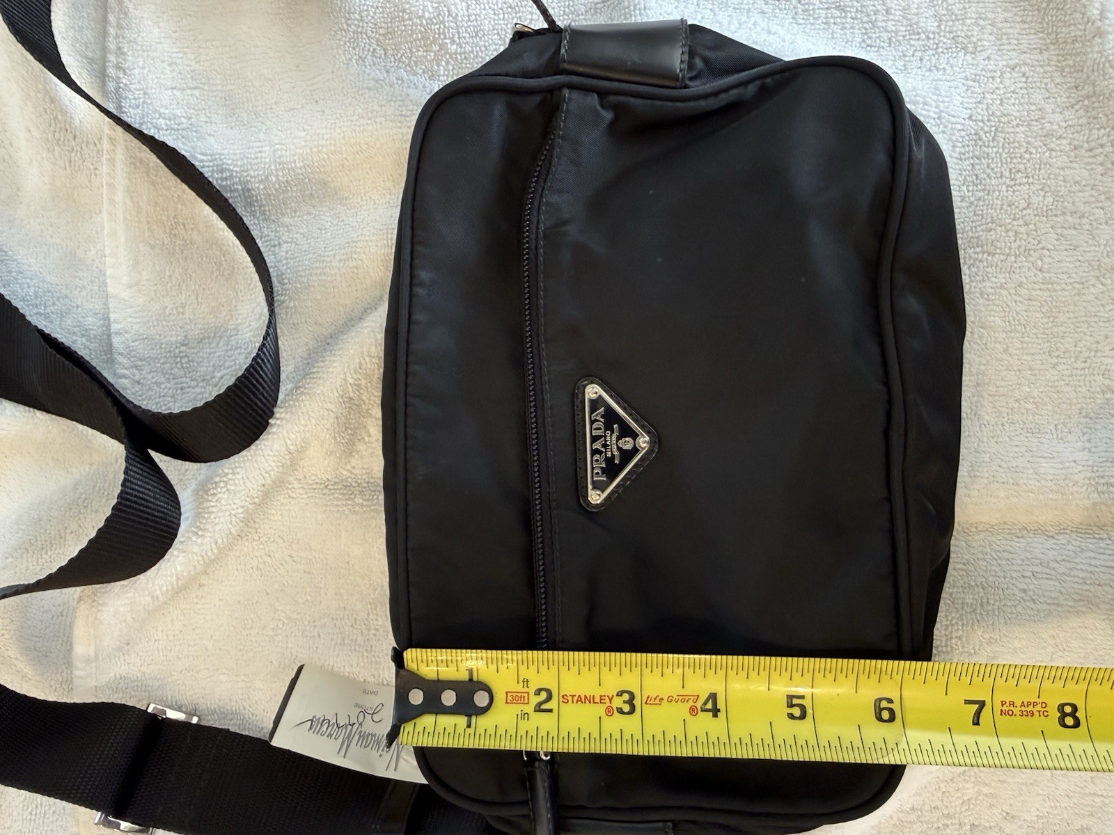 PRADA Black Shoulder Bag Adjustable Strap Logo Accent Zip Designer Medium