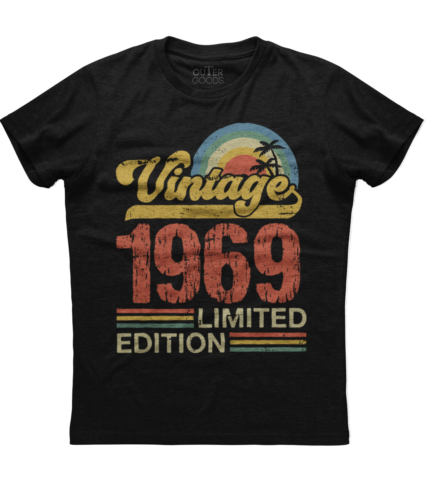 Birthday Gift Classic Old Vintage 1969 Limited Edition Rainbow Palm Tree T-shirt