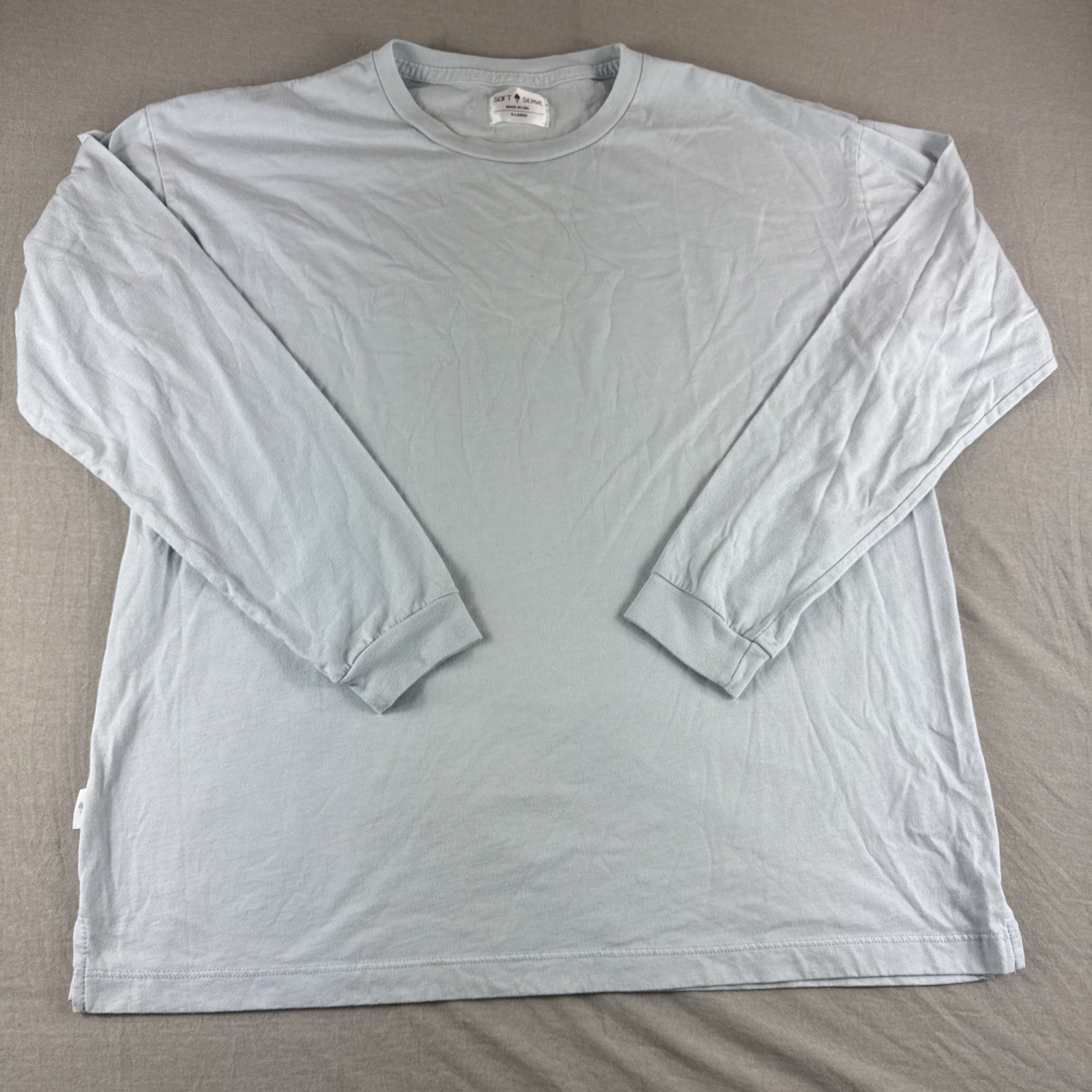 Soft Serve Supima Cotton Shirt Mens XL Blue Long Sleeve Organic Cloud USA Made