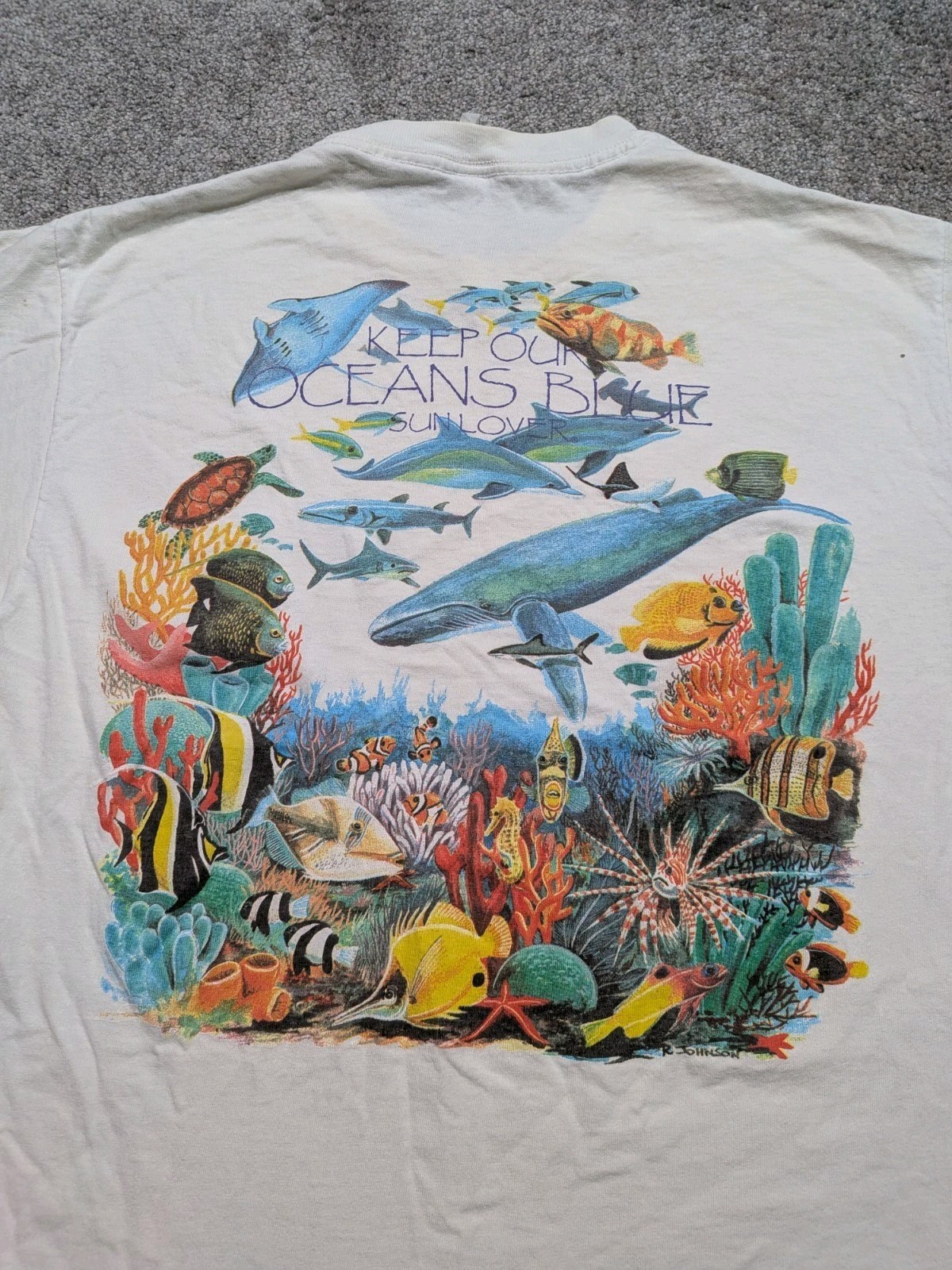 Vintage Nature Aquatic Shirt « Keep Our Oceans Blue » Size Large Single Stitch