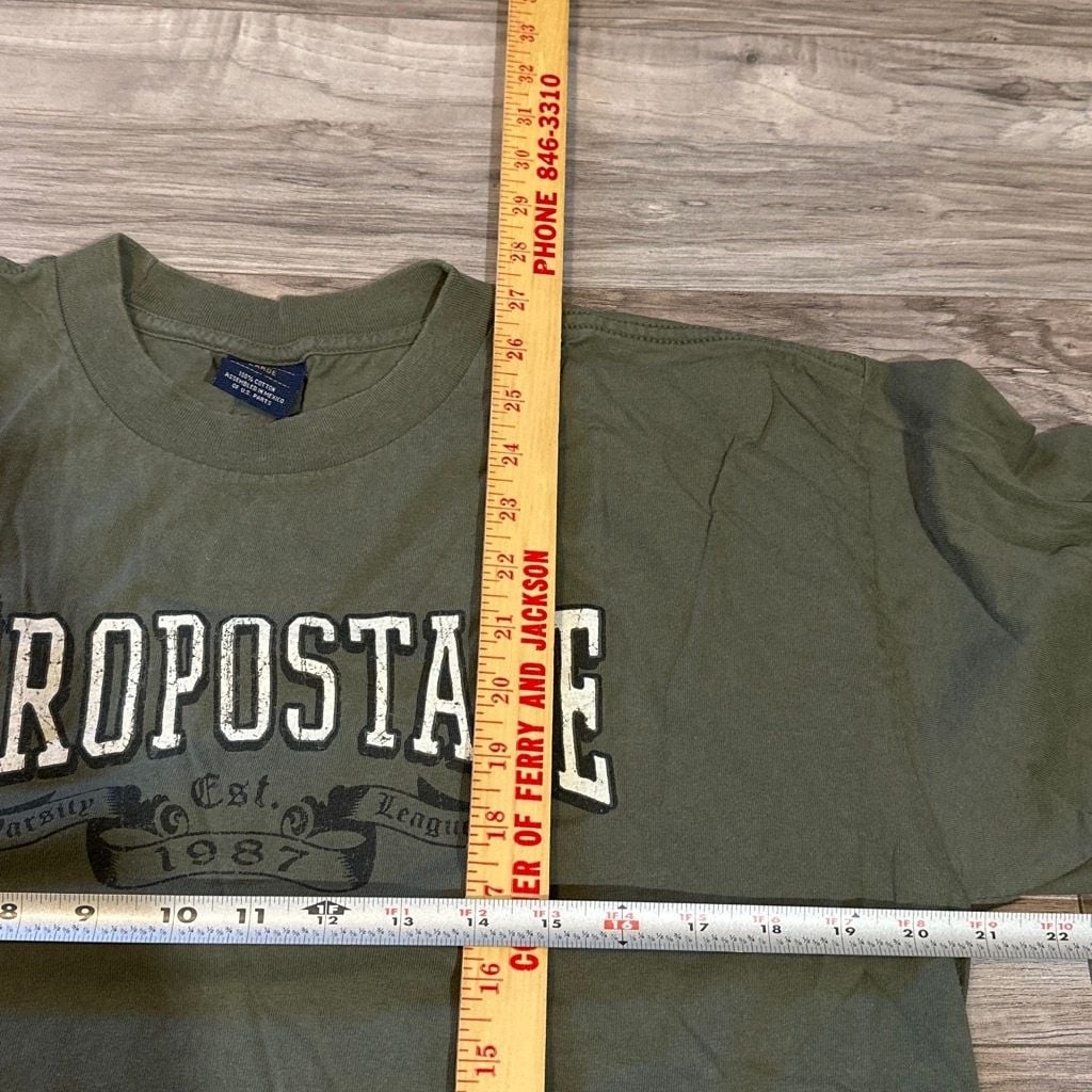 Vintage Aeropostale Varsity League 1987 Olive Green Long Sleeve T-Shirt