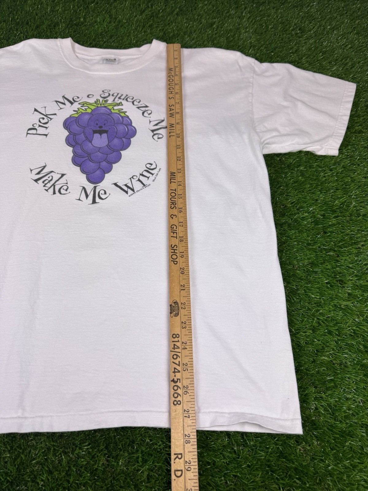 Vintage Chris&rsquo;s Stuff 90s XL TShirt « Pick me, squeeze me, make me wine » Grapes