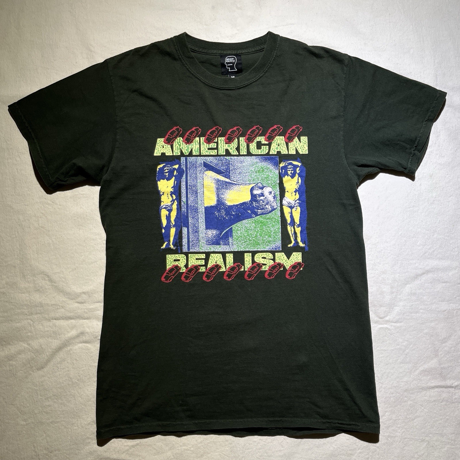 Brain Dead T Shirt American Realism Designer Streetwear Rare Size Medium Green