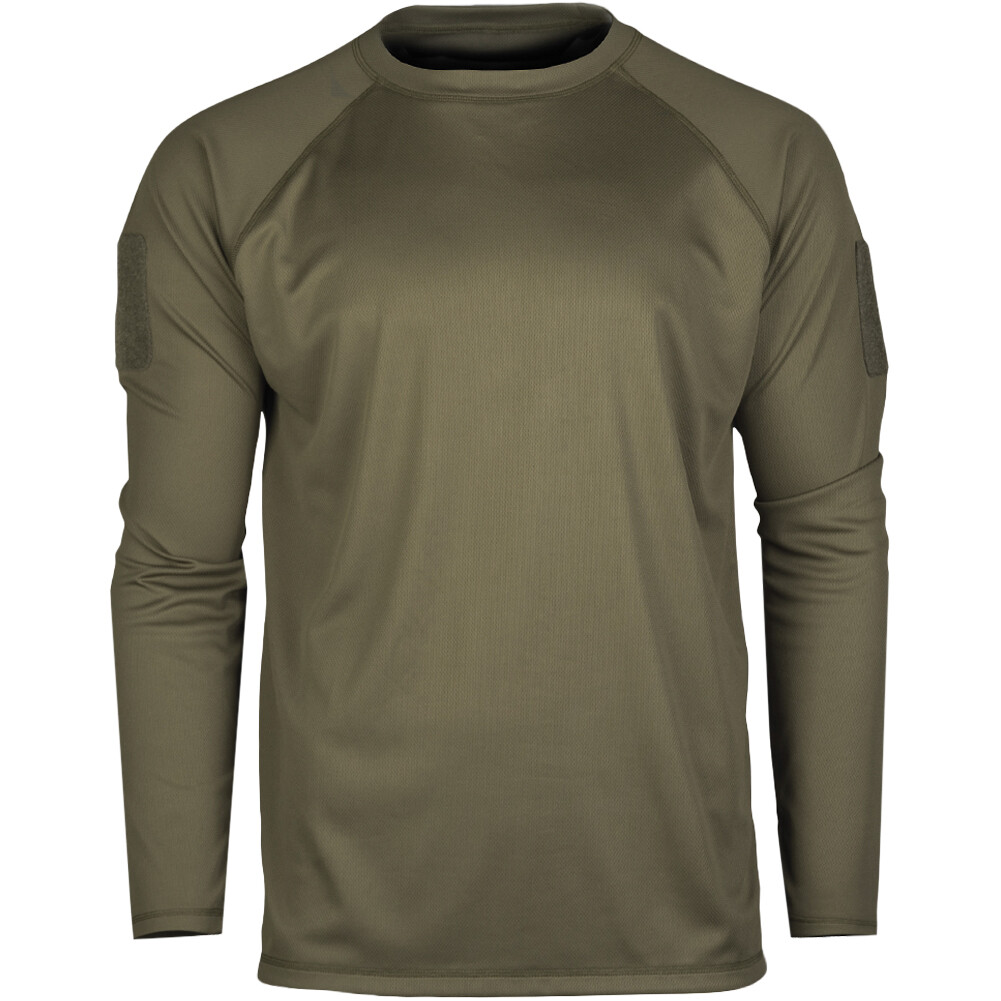 Mil-Tec Tactical Long Sleeve Quick Dry Mens Shirt Sport Outdoor Hunting Olive