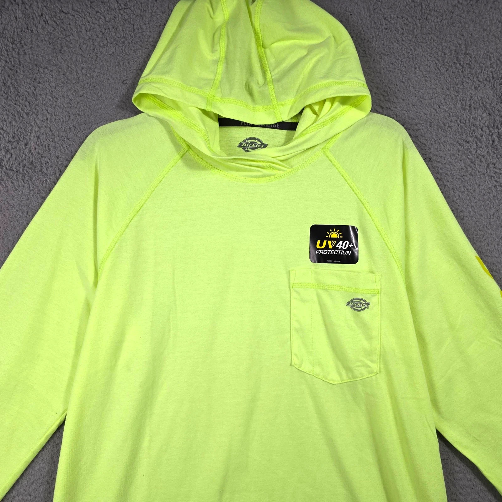 Dickies Fast Dry Hooded Shirt Mens Medium Yellow Hi Viz Long Sleeve UV40 NWT