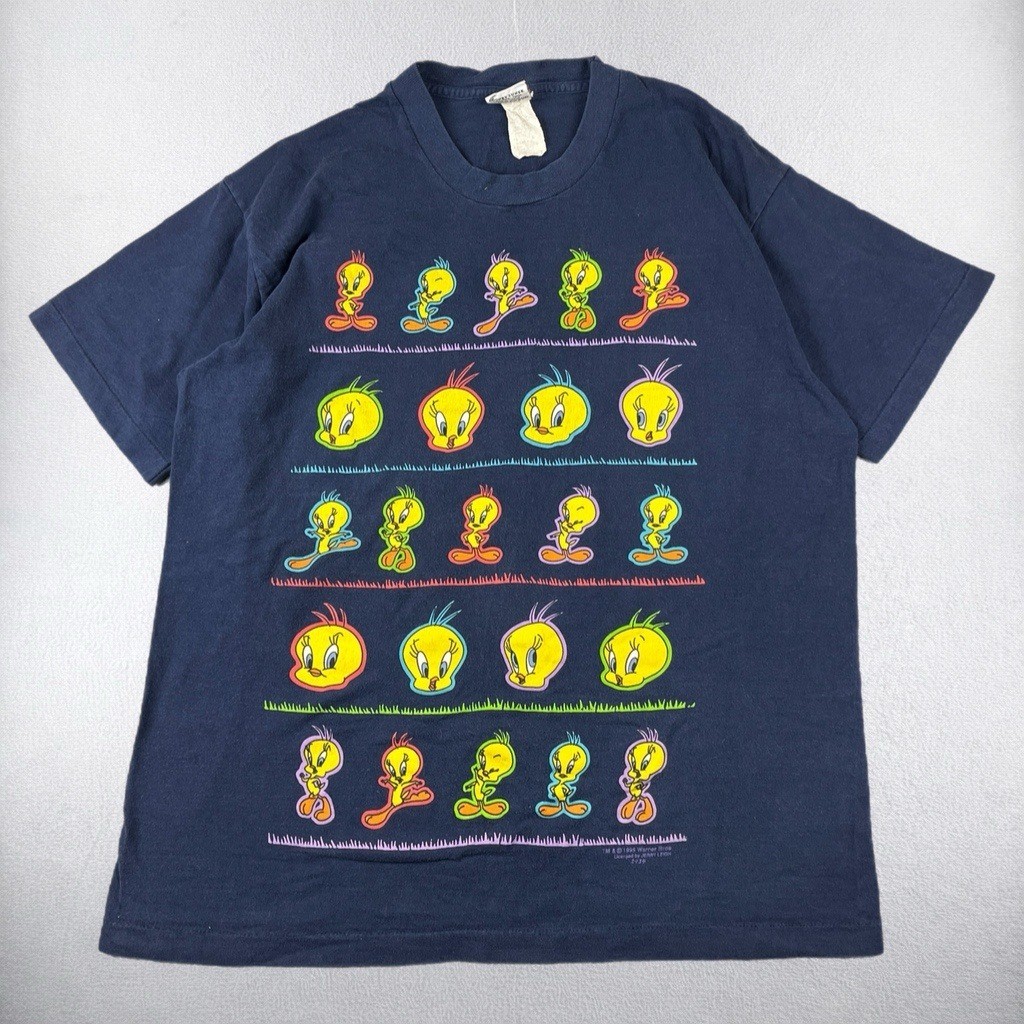 Vintage Tweety Bird T-Shirt Mens XL Looney Tunes Navy Blue 1995 Single Stitch