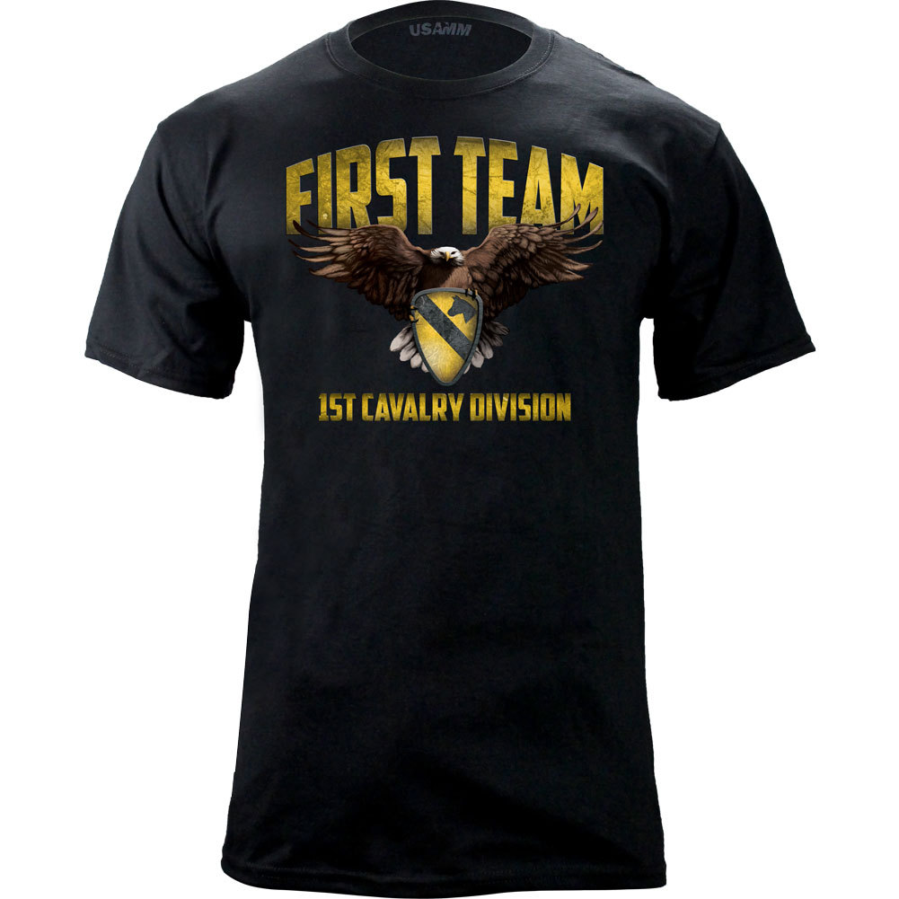 US Army 1st Cavalry Division Eagle and Shield Bold Colors Veteran T-Shirt
