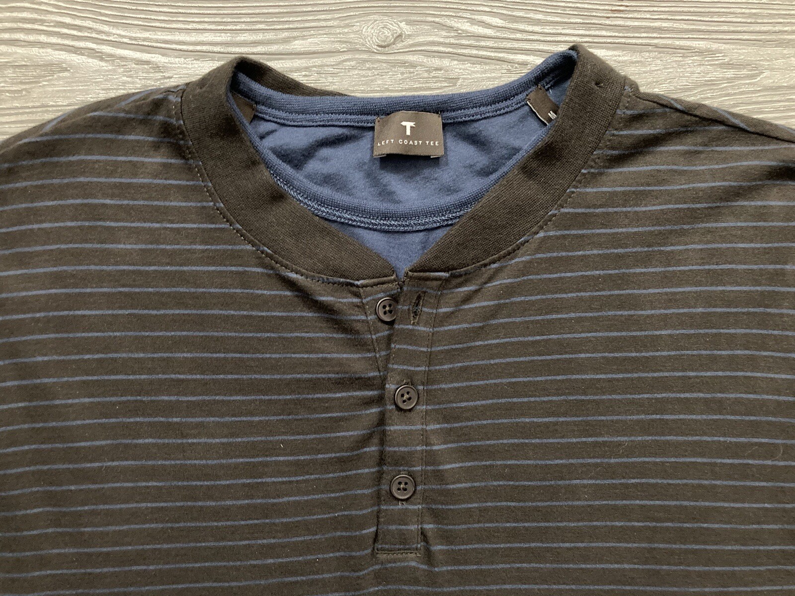 Left Coast Tee Long Sleeve Henley Mens Size Medium