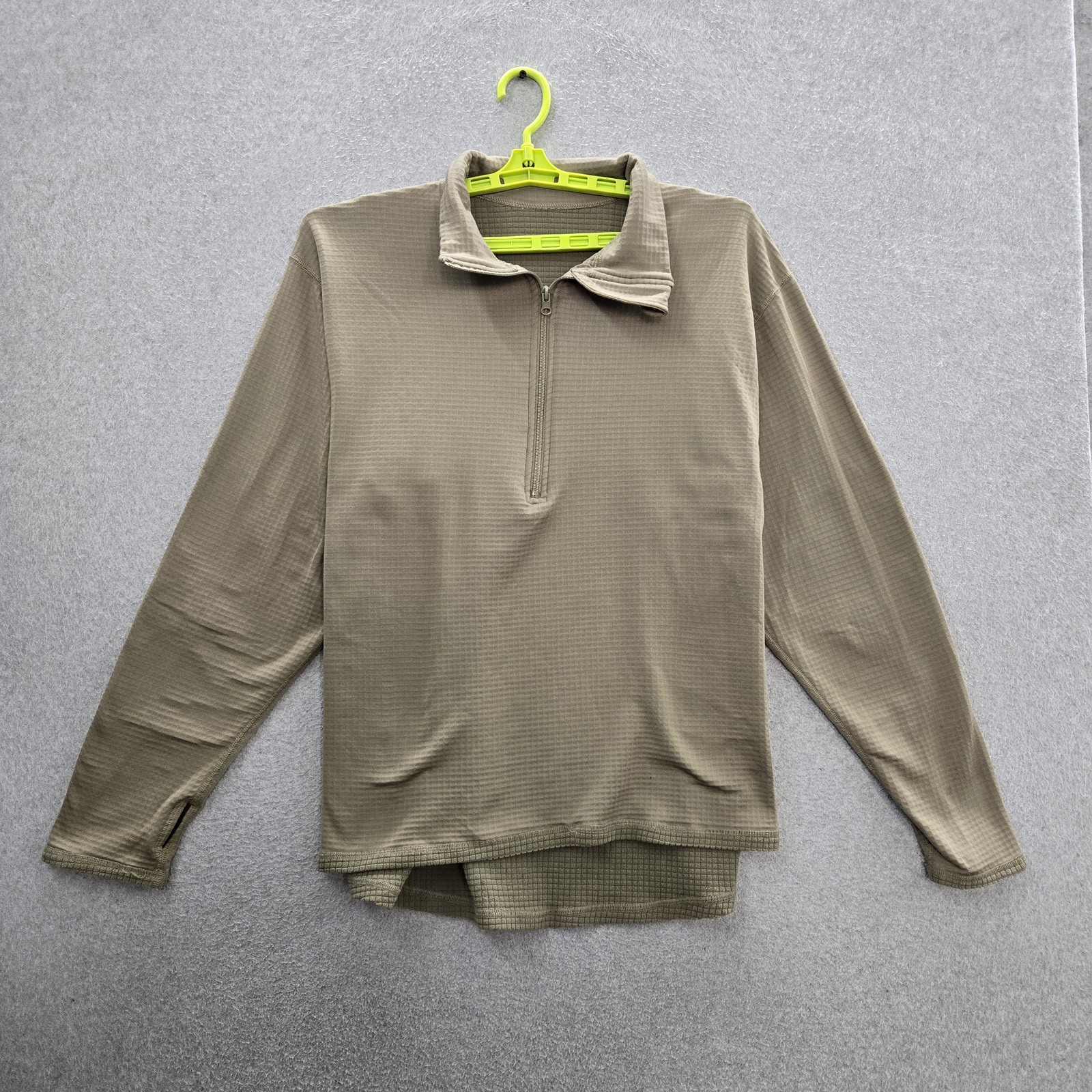 US Army Men Shirt L Olive Micro Grid Polartec Thermal Quarter Zip Gen III