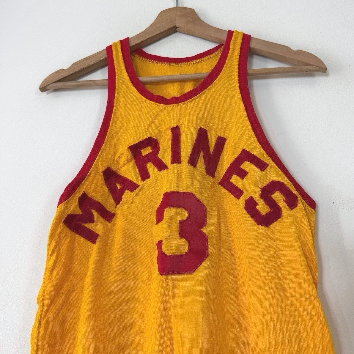 Vintage 40’s 50’s Coane US Marines Yellow Basketball Jersey – Size 36