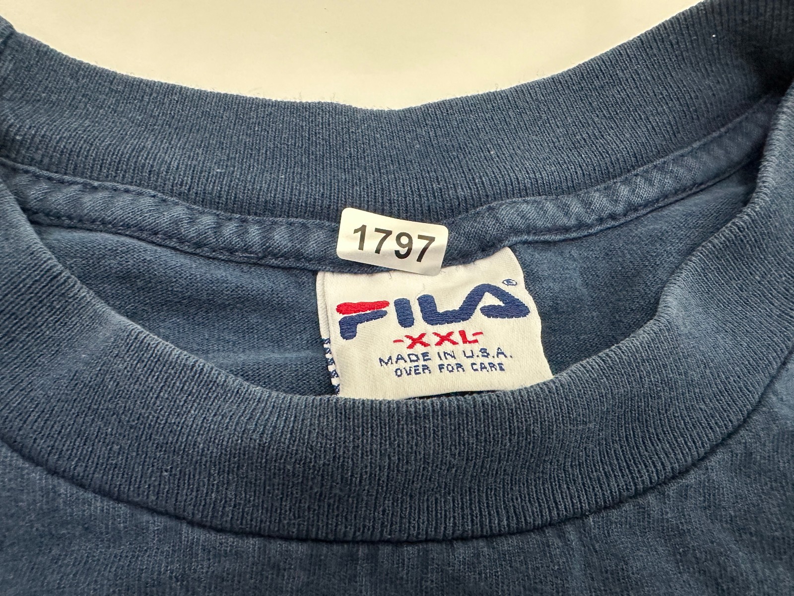 Vintage 90s FILA Shirt Men 2XL Minimal Embroidered Logo Navy Sports Made in USA