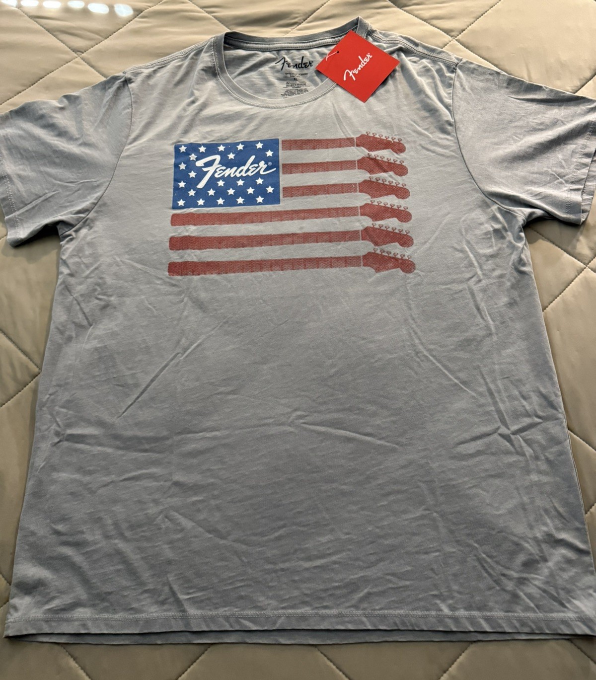 NEW FENDER GUITAR American Flag USA T-SHIRT Men’s XL Extra Large Rock Graphic