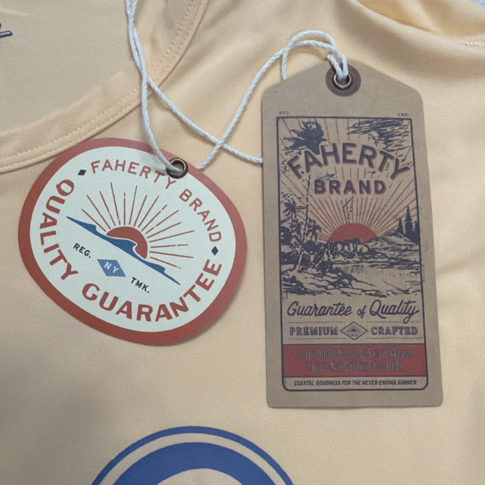 Faherty Shorelite Performance Tech Tee Men&rsquo;s Medium Passion Peach UPF 50