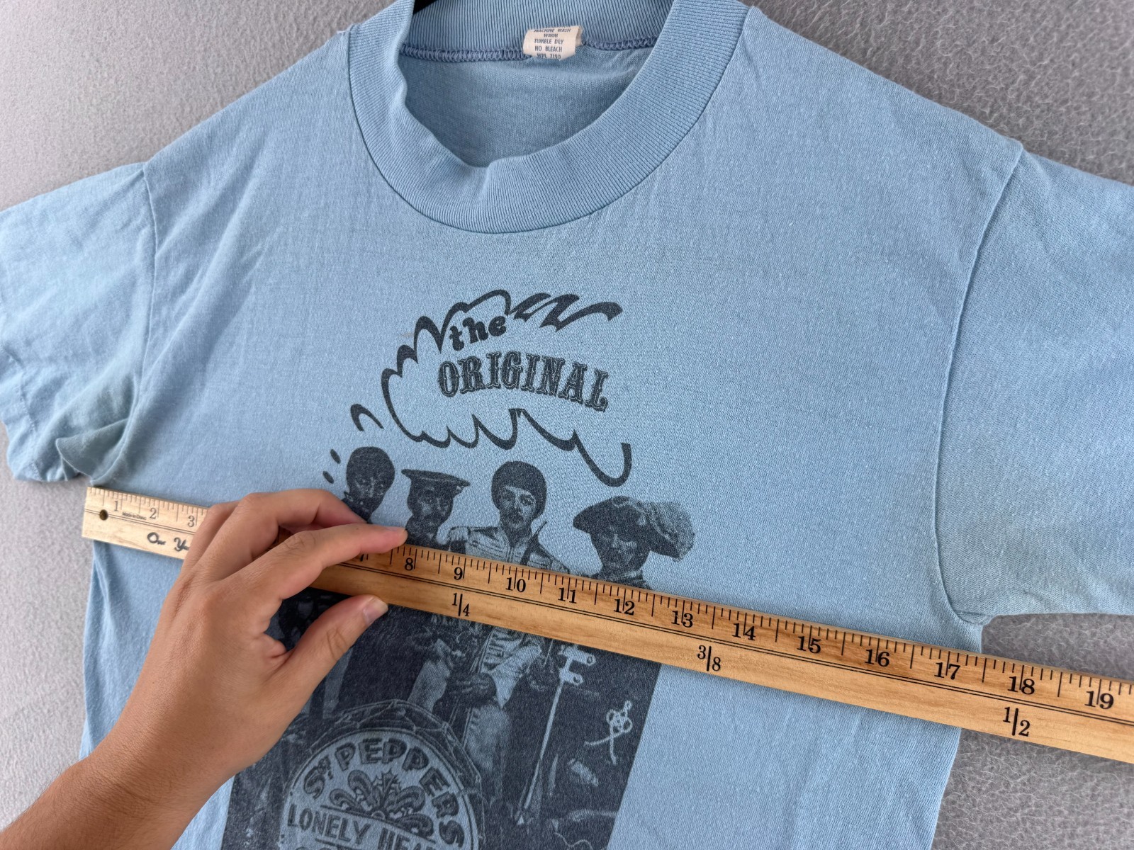 Vintage 70s Beatles T Shirt Mens Medium (Fits Small) Blue Paper Thin Band Tee
