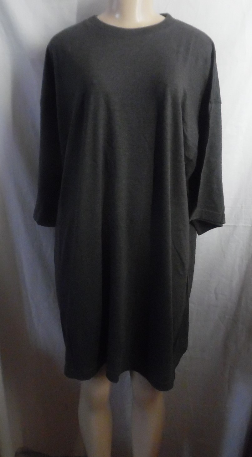 EXTRA LONG T-SHIRT SLEEP SHIRT SHORT GRAY CREW NECK COTTON T SHIRT M /L