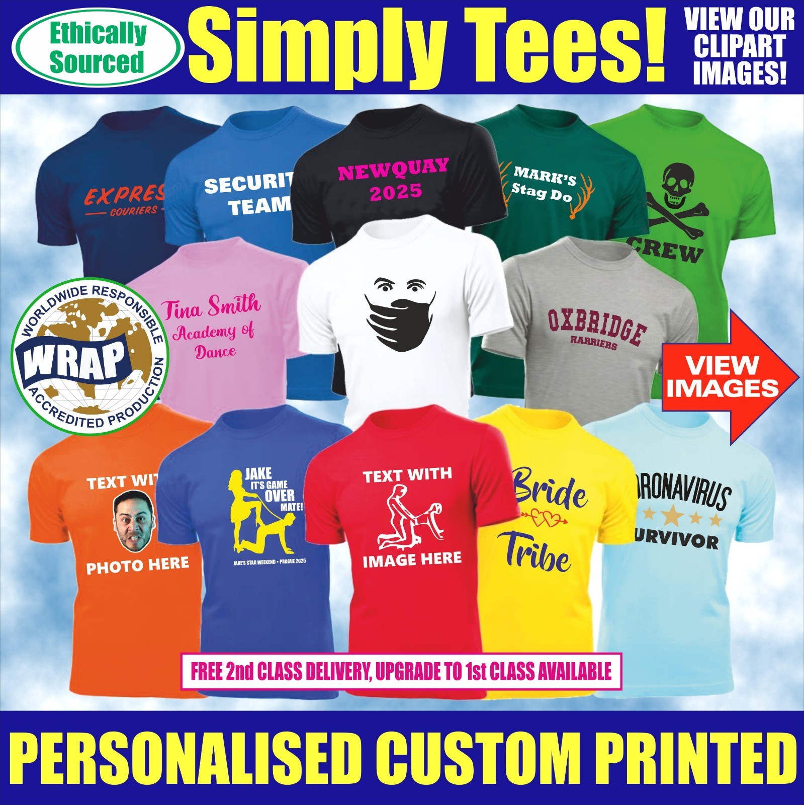 Personalized T-Shirt Custom Printed Logo Your Text Unisex Work Stag Hen Do Party