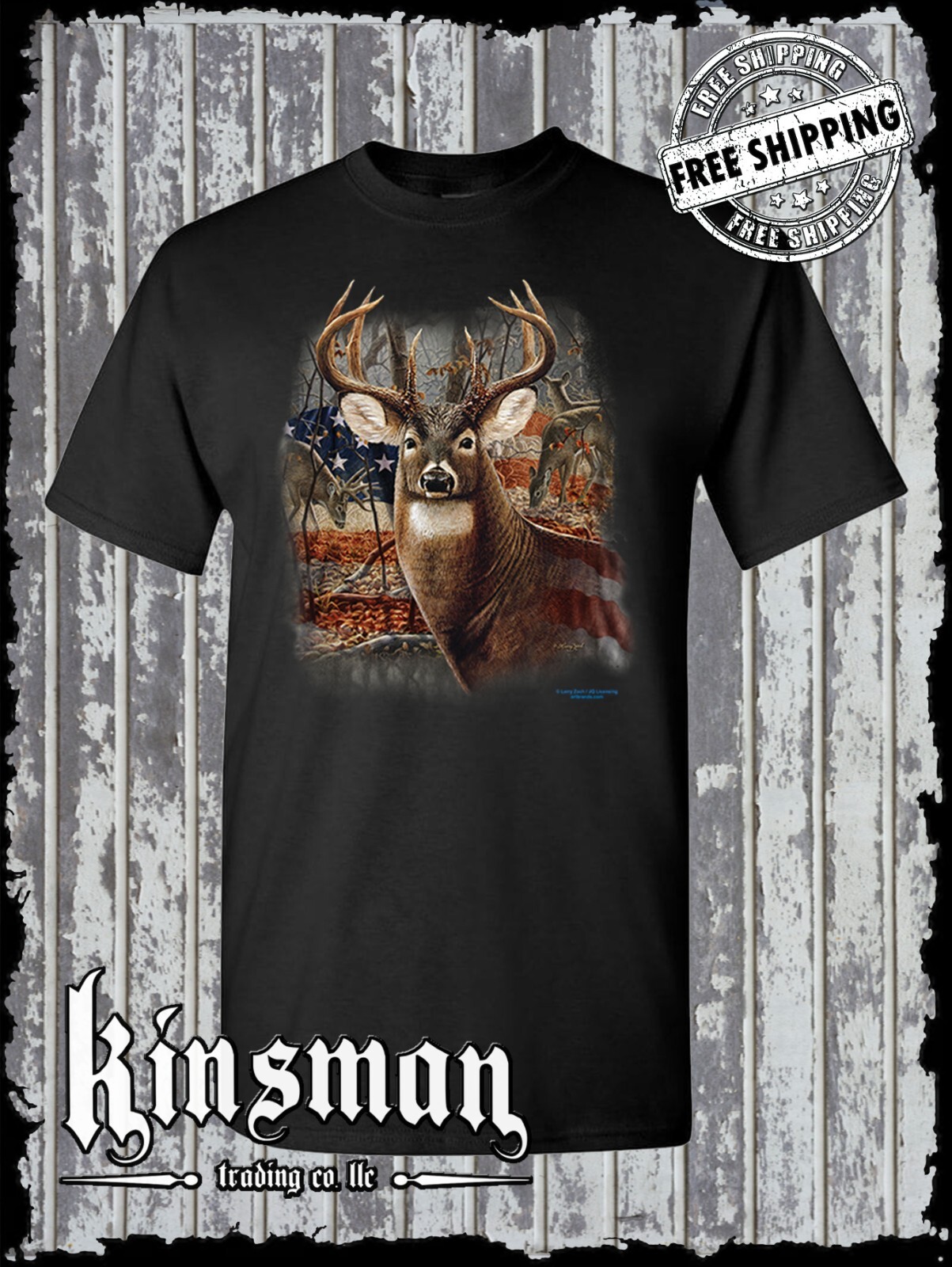 American Deer T-Shirt USA Flag Whitetail Buck Hunting Outdoors