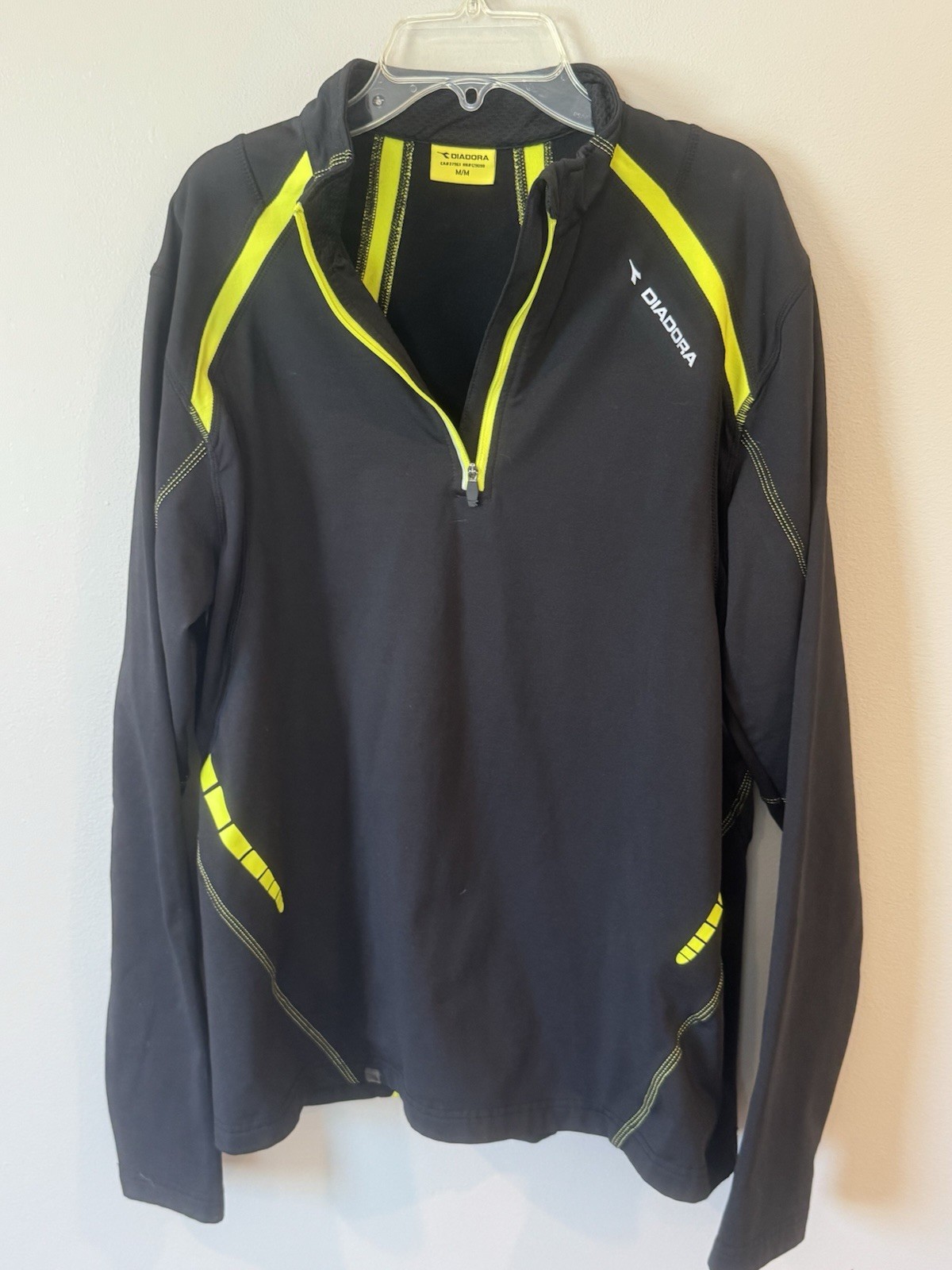 Diadora Half Zip Mock Neck Long Sleeve Athletic T-Shirt Mens Size M Compression