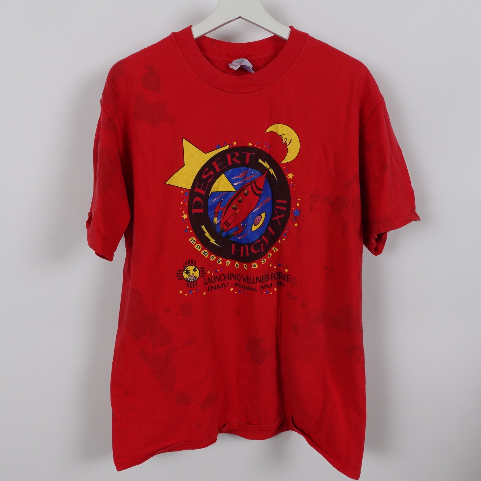 Vintage 90s Desert High Portales New Mexico Enmu T shirt Size Medium 1997 Red