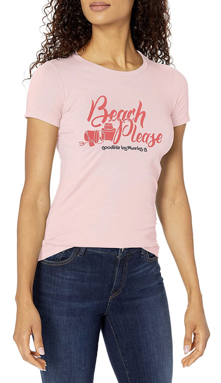 Goodlife by Marky G – Beach Please-￼ Graphic Women&rsquo;s Tshirt Pink – Medium