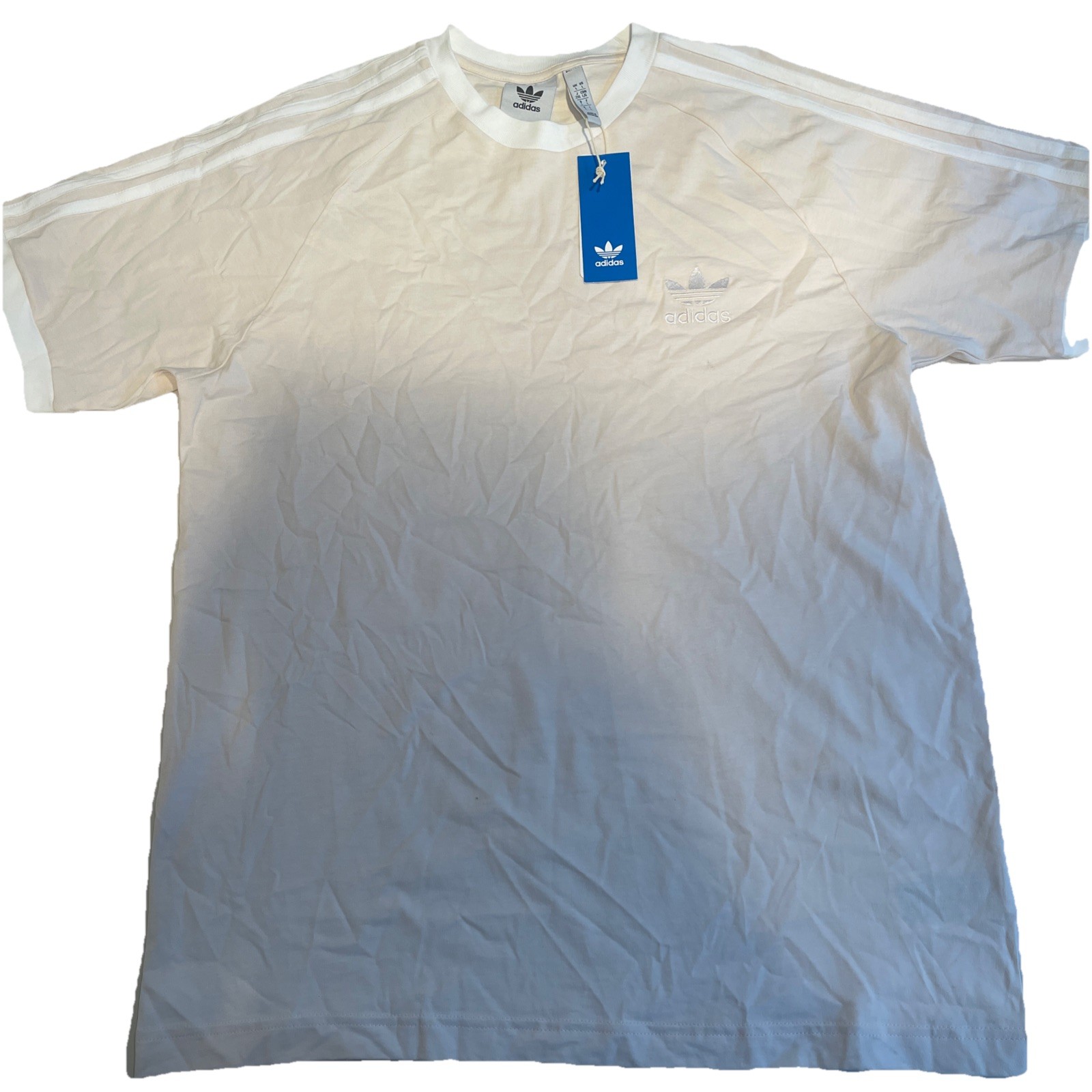 NEW MENS 2XL ADIDAS WONDER WHITE ORIGINALS 3-STRIPES CALIFORNIA TEE SHIRT