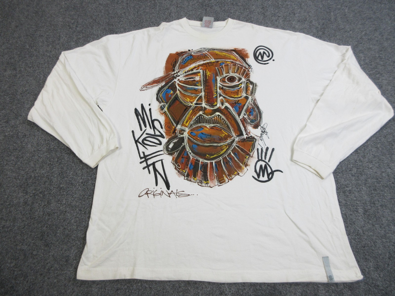 Miskeen Originals Hand Painted Shirt Mens 2XL White Graphic Streetwear Hip Hop