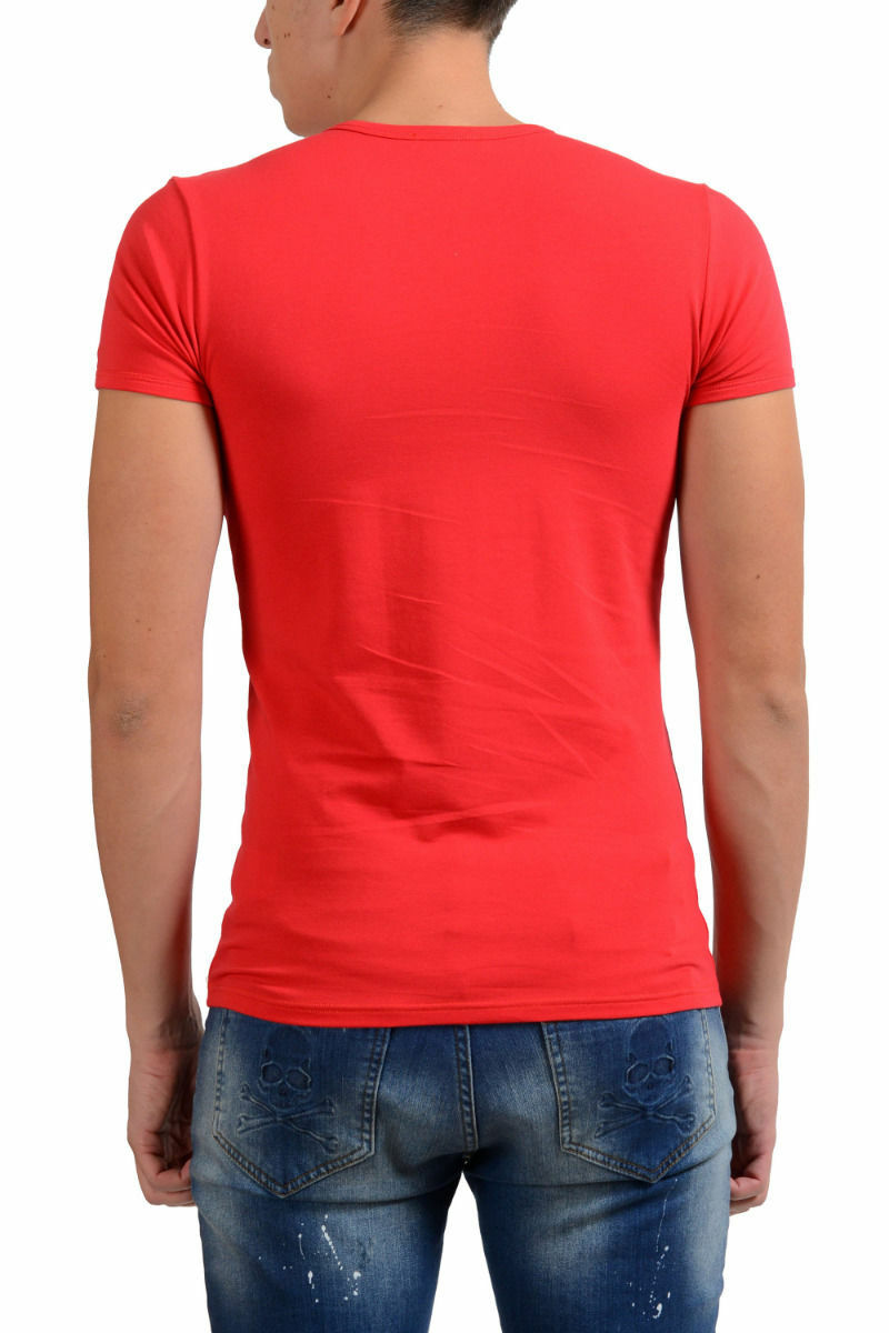 Versace Collection Men&rsquo;s Red Stretch Crewneck Short Sleeve T-Shirt US S IT M