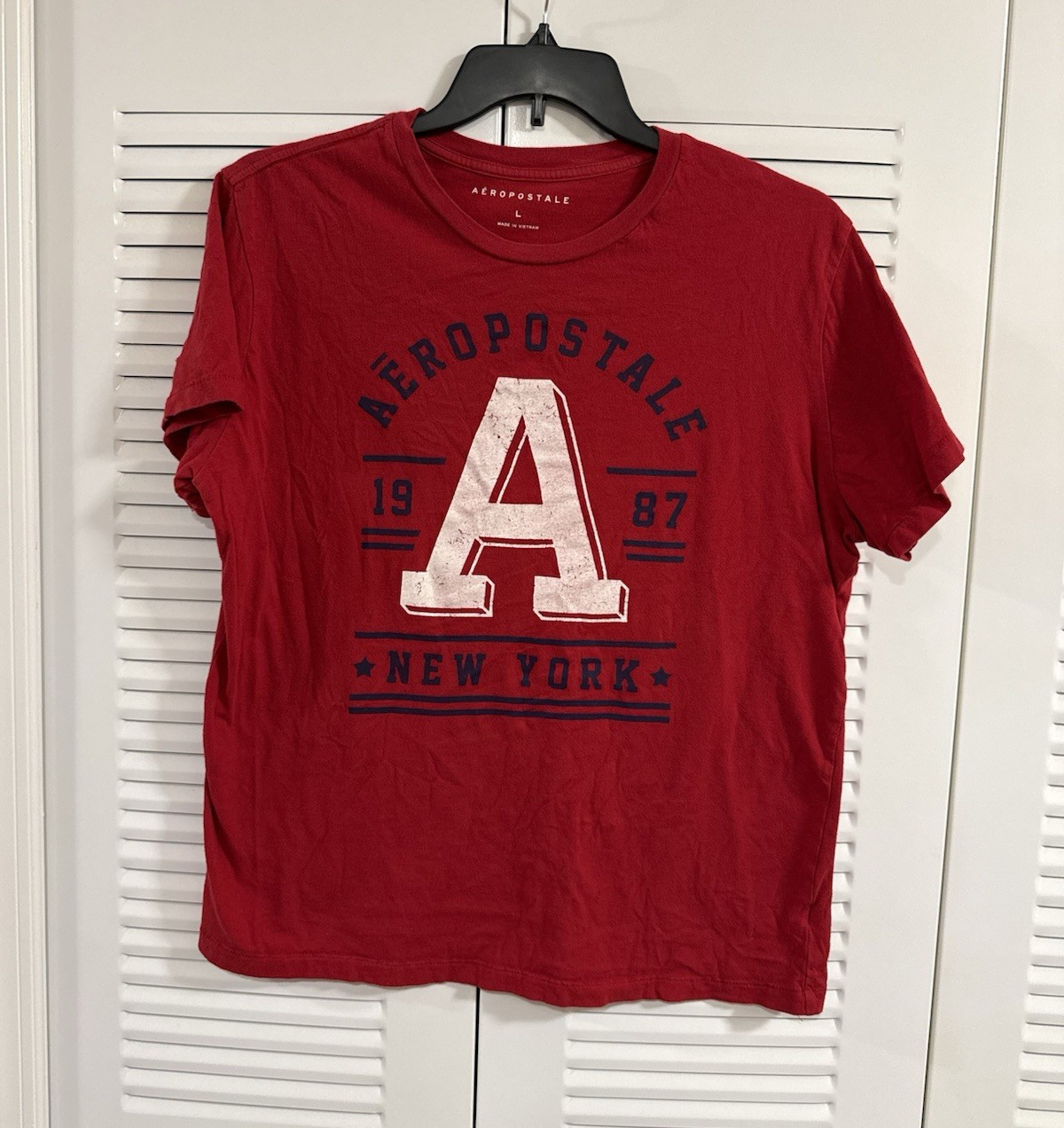 Aéropostale Men&rsquo;s T-Shirt Red L Graphic Print New York Crew Neck Short Sleeve