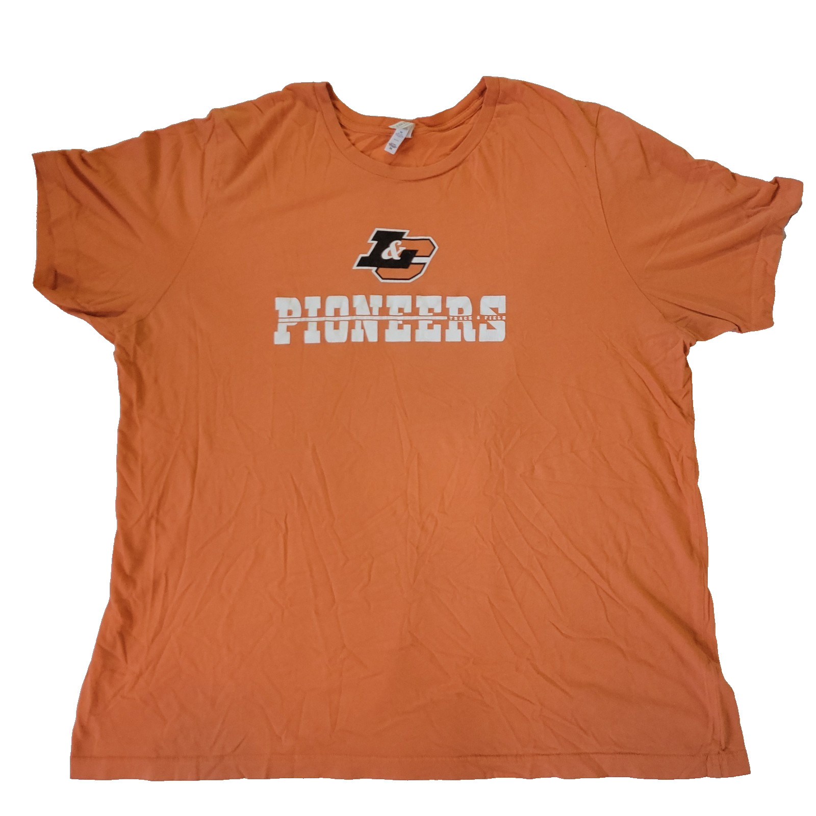 Lewis & Clark Track & Field Shirt Mens XXXL Orange School Pioneers Bella Canvas