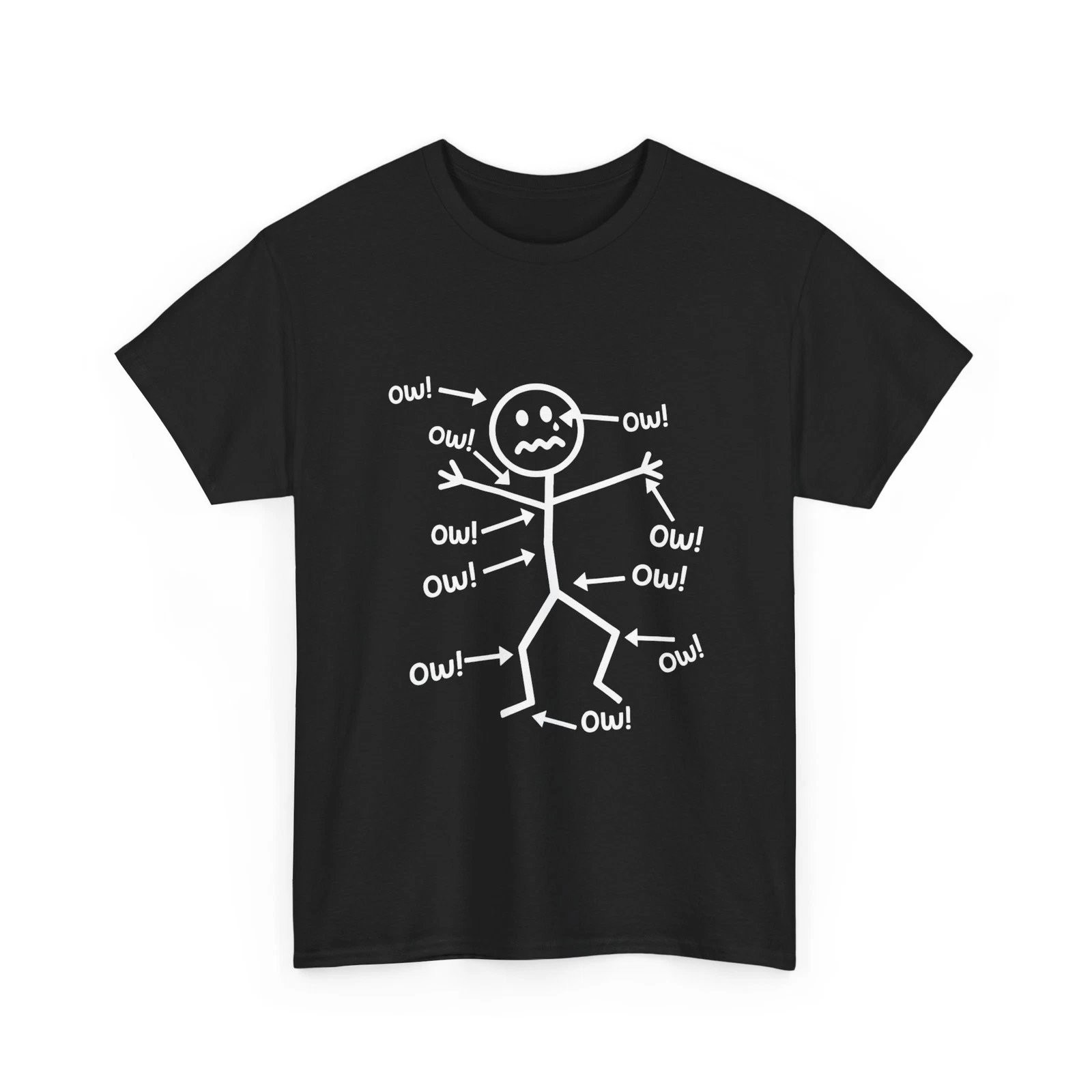 Funny Ow Ow Ow Ow Body Pain Graphic Tee Mens Vintage Sarcastic Humor Cotton