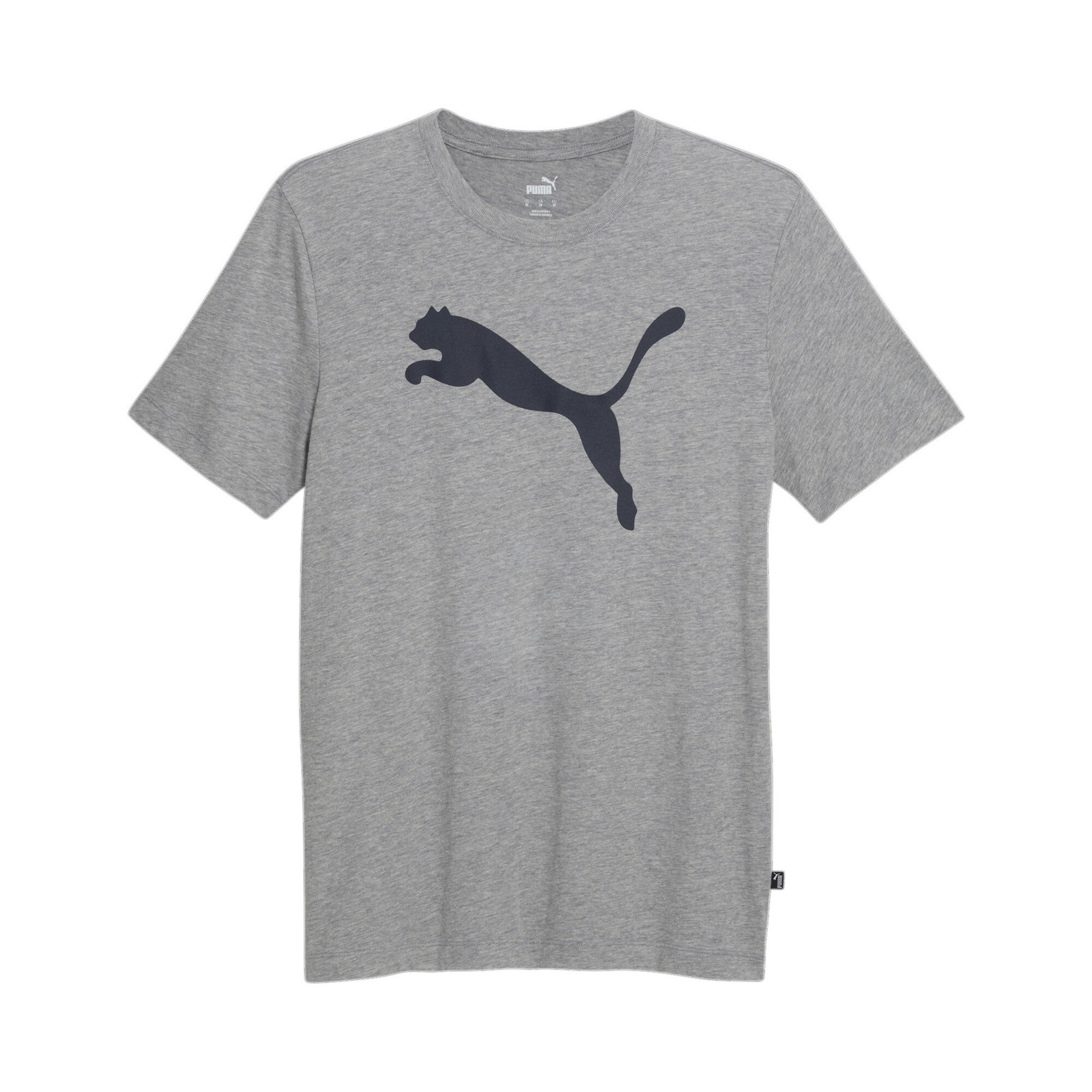 PUMA Essentials Cat Logo Crew Neck Short Sleeve T-Shirt Mens Grey Casual Tops 6
